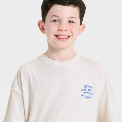 Cat & Jack Boys' Short Sleeve Partners in Brine Oversized Graphic T-Shirt - Cat & Jack™ Cream M — фото 2