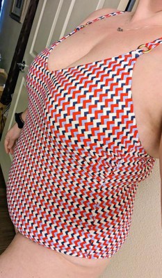 J. Crew XXS 2XS Blue White Puckered Gingham Sports Bra Criss Cross Back  Straps