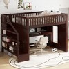 Twin/Full Size Loft Bed with Movable Desk, Storage Stairs & Shelves - ModernLuxe - 3 of 4