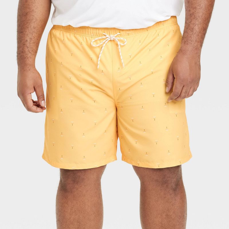 Men's 7" Palm Print Swim Shorts - Goodfellow & Co™ Yellow, 1 of 5