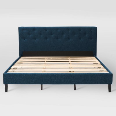 King Nova Ridge Tufted Upholstered Bed Ocean Blue - CorLiving