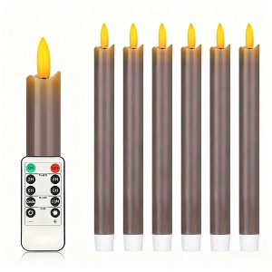 AEELLEEA 6-Pack Gray Pillar Candles - Flameless LED Warm Light Decor for Christmas/Mantel/Dinner Party - 1 of 4
