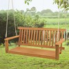 Tangkula 2-Person Acacia Wood Outdoor Porch Swing Patio Hanging Bench Chair Natural - 4 of 4