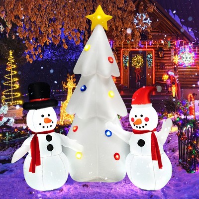 Tangkula 6ft Christmas Inflatable Tree With Snowman Outdoor Inflatable ...