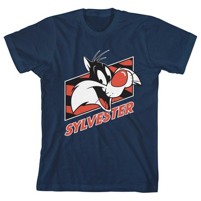 Looney Tunes Sylvester Boy\'s Navy Blue T-shirt : Target