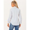 INSPIRE CHIC Women's Striped Button Down Roll-up Long Sleeves Point Collar Shirt - 4 of 4