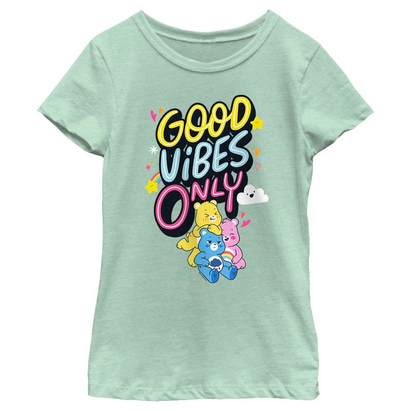 Girl's Care Bears Good Vibes Only T-Shirt, 1 of 5