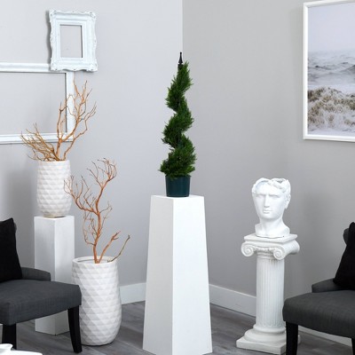 Elegant Cypress Spiral Topiary in Sleek Planter, 39" Green