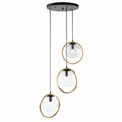 Artcraft Lighting Lugano 3 - Light Pendant in  Black/Vintage Brass