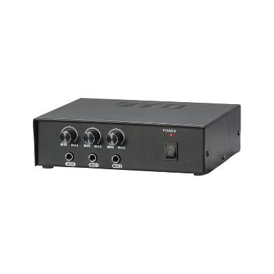  Pyle PMSA20 Compact 50 Watt Power Amplifier PA Sound System Receiver with 2 1/4 Inch AUX Inputs and 1 1/4 Inch Microphone Input Terminals, Black 