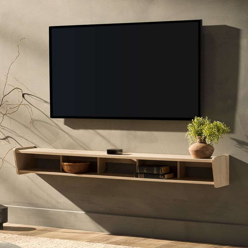 Modern Minimalist Floating TV Stand for TVs up to 70" with Open Storage - Saracina Home, 3 of 15