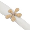 Saro Lifestyle Saro Lifestyle Table Napkin Rings With Beaded Flower Design (Set of 4), Natural, - 3 of 4