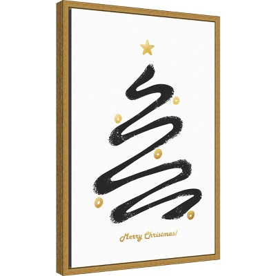 Minimalist Black and Gold Christmas Tree Canvas Print