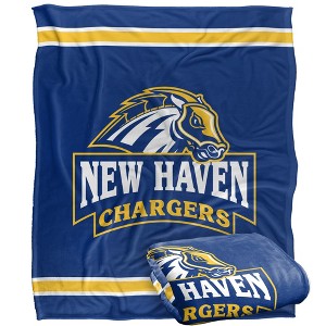 University Of New Haven Primary Logo Stripes Silky 50x60 Blanket, 1 Sided - 1 of 4