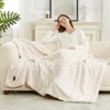 Itopfox Reversible Faux Fur Throw Blanket, Ultra-Soft Plush Warm Fluffy Wave Textured Blanket for Couch, Sofa, Bedroom, Living Room, Cream White - 2 of 4