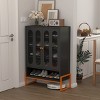 GlasFlength Shoe Racks Double Door Shoe Cabinet Long Shoe Rack FreeStanding Shoe Rack for Living Room, Black, 31.49"*13.77"*46.45" - 2 of 4