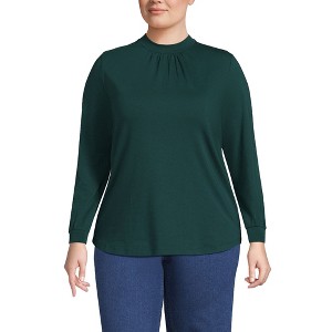Lands' End Women's Jersey Long Sleeve Gathered Mock - 1 of 4