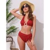 INSPIRE CHIC Women's O Ring Seashell Pendants Ribbed Bikini Sets, Halter Top Triangle Bottoms Swimwear Bathing Suits 1 Set - 4 of 4