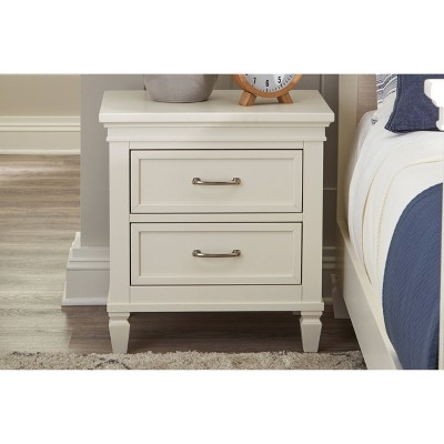Darlington Warm White 2-Drawer Nightstand with Satin Nickel Handles