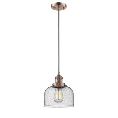 Bell - 1 Light Cord Hung Mini Pendant In Industrial Style-10 Inches Tall and 8 Inches Wide