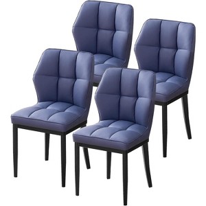 Bekrvio Mid Century Modern Dining Chairs, Upholstered Leather Armless Chairs with Checkered Pattern Back, for Kitchen & Dining Room - 1 of 4