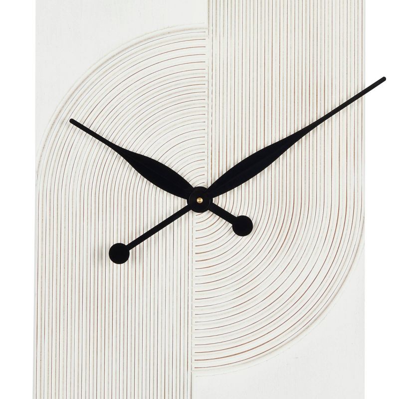 31&#34;x30&#34; Wood Geometric Art Deco Inspired Line Art Wall Clock with Black Accents White - Novogratz, 3 of 6