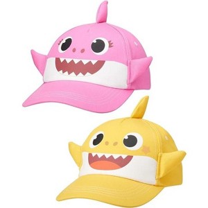 Baby Shark Mommy or Daddy and Me Hat – Boys’ and Girls’ Matching Adult and Toddler Hat (Pink/Yellow) - 1 of 4