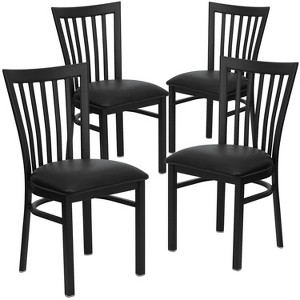 Flash Furniture 4 Pack Hercules Series Black School House Back Metal Restaurant Chair - 1 of 1