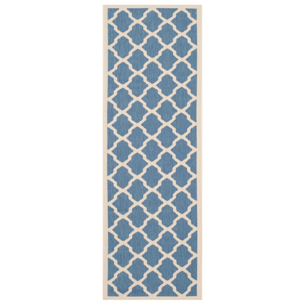 2'3inX12' Amherst Evie Outdoor Runner Rug Blue/Beige - Safavieh