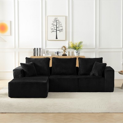 Dolonm L-shaped Modular Combination Sofa,Deep Seat Corduroy Sofa with Armrests, Compressed Boneless Sofa, No Assembly,for Living Room,Bedroom