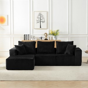 Dolonm L-shaped Modular Combination Sofa,Deep Seat Corduroy Sofa with Armrests, Compressed Boneless Sofa, No Assembly,for Living Room,Bedroom - 1 of 4
