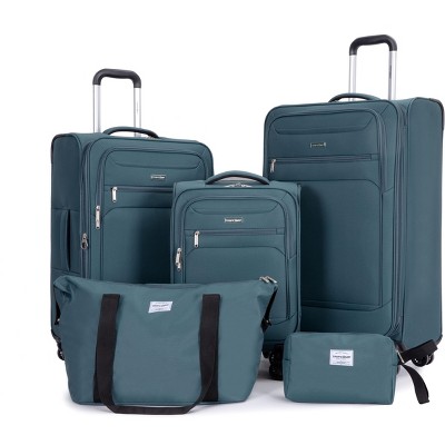Whisen 5-Piece Set(18/23/27 in.) Luggage Sets Lightweight Softshell Suitcase with Travel Bag and Toiletry Bag