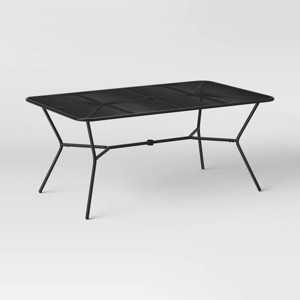 6 Person Metal Mesh Rectangle Patio Dining Table Outdoor Furniture Room Essentials Powder Coated Steel Frame Rustproof