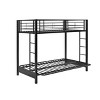 Twin Over Futon Analise Kids' Metal Bunk Bed Black - Saracina Home: Built-In Ladder & Guard Rails, No Box Spring Needed - 4 of 4