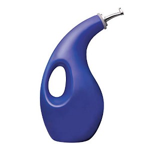 Rachael Ray Solid Glaze Ceramics EVOO Olive Oil Bottle Dispenser with Spout - 24 Ounce, Blue - 1 of 4
