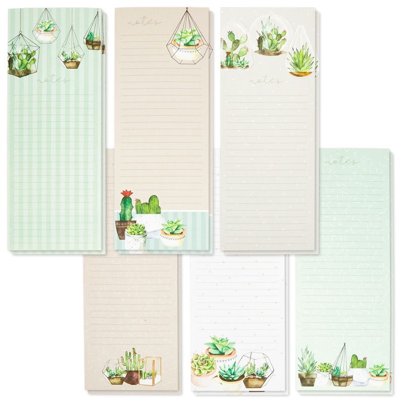 Paper Junkie 12 Pack Succulent Fridge Notepad with Magnet for Refrigerator, Grocery Shopping List in 6 Assorted Designs, 3.5x9 in, 1 of 10