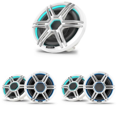 Garmin Fusion 2 Pairs Apollo AP-FL77SPW 7.7" LED Marine Speakers Sport Grills, White, Pair with Garmin Fusion Apollo AP-SL10SPW 10" LED Marine Subw...