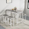 Oversart 5-piece modern kitchen table with four bar stools Bar table set 5PC,metal frame and MDF, white oak,47.5" L x 23.7" W x 35.5" H. - 4 of 4
