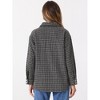 Allegra K Women's Tweed Plaids Long Sleeves Loose Shirt Jacket - 3 of 4