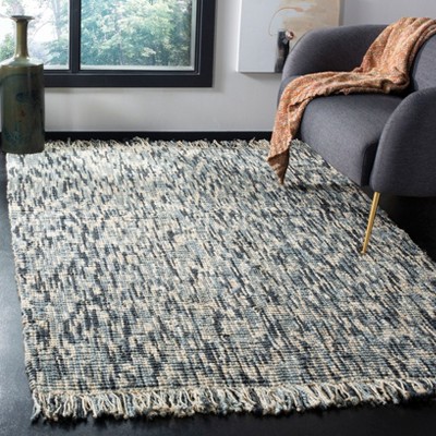 Hand-Knotted Blue/Ivory Jute 3' x 5' Easy Care Area Rug
