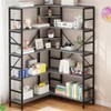 5-Tier L-Shaped Corner Bookcase, Industrial Tall Bookshelf with Storage, Heavy-Duty Metal Frame for Living Room, Bedroom, Home Office - 3 of 4
