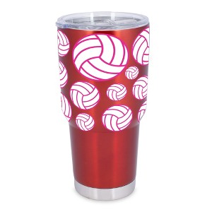 100 North 30 Ounce Stainless Steel On the Go Travel Tumbler With Push Top Lid, Volleyball Red - 1 of 4