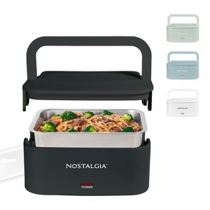 Nostalgia 32-Ounce Portable Heated Electric Lunch Box – Leak-Proof Silicone Sealed Lid, Foldable Carry Handle, Detachable Cord - 1 of 4
