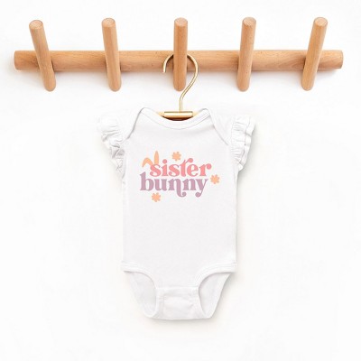 The Juniper Shop Sister Bunny Baby Flutter Sleeve Bodysuit