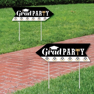 Big Dot of Happiness Law School Grad - Future Lawyer Graduation Party Sign Arrow - Double Sided Directional Yard Signs - Set of 2