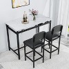 NicBex 3-Piece Bar Table Set,Modern Faux Marble Tabletop Table Set with 2 Upholstered Bar Stools for Small Space,Dining Room - 4 of 4