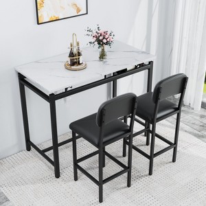 Okak 3/5-Piece Modern Industrial Dining Set Dining Table & Chairs for Dining Room,Breakfast Nook,Bar Pub Set with Metal Frame - 1 of 4