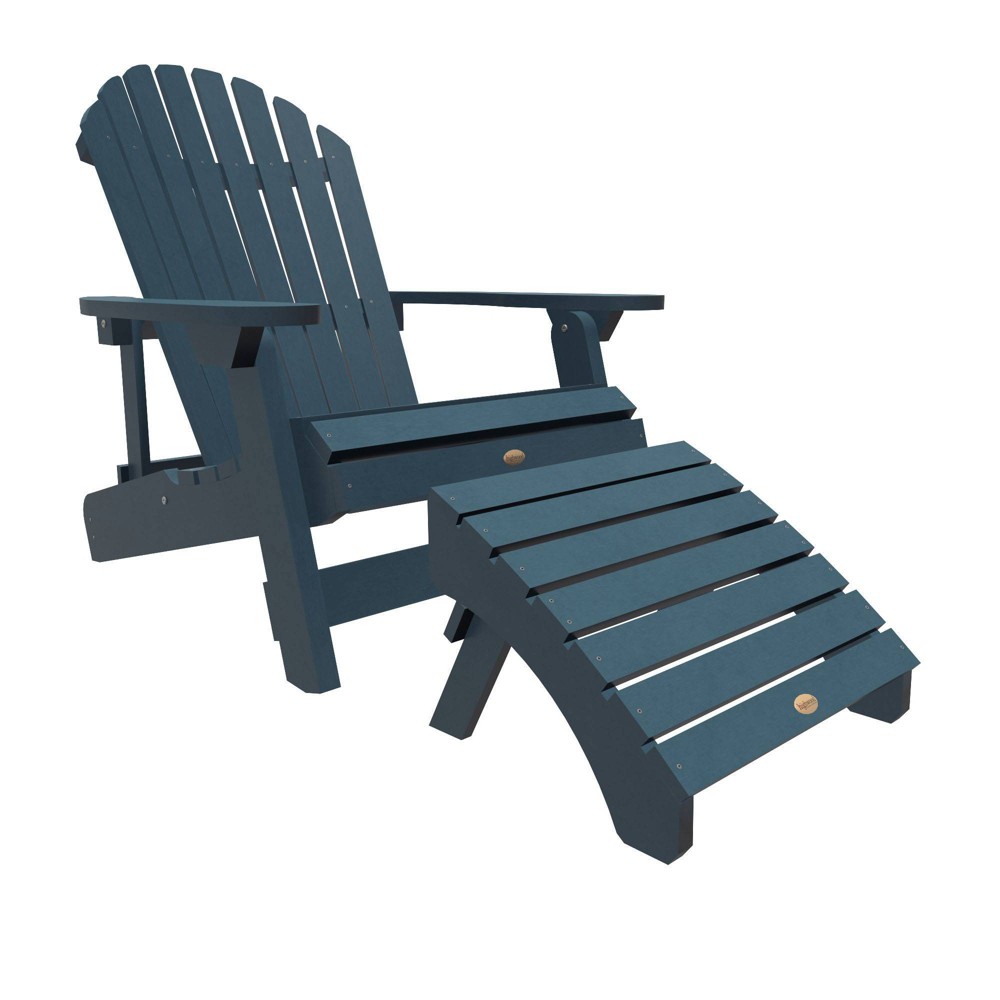 King Hamilton Folding Patio Adirondack Chair & Ottoman Nantucket Blue highwood