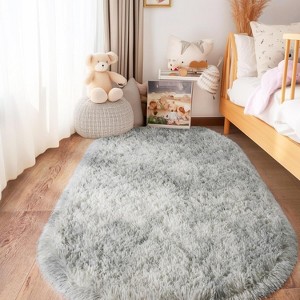 LOVEVOOK Fluffy Runner Rug for Bedroom, Shag Oval Rug for Bedside, Living Room Dorm Home Decor 2.6x5.3 Feet - 1 of 4