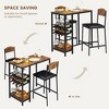 Dining Table Set for 2, Bar Table and Chairs Set for 2 with Storage Shelf and Wine Rack, Kitchen Table and Chairs for 2 with Upholstered Chairs - 3 of 4